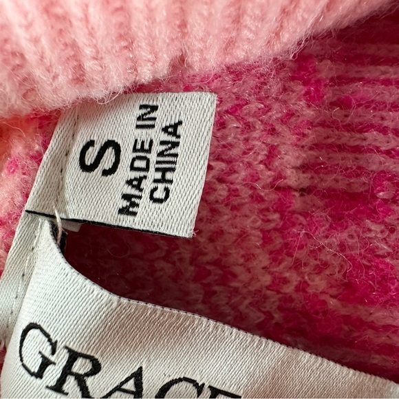 Grace + Karma Mock Turtleneck Pink Floral Abstract Women's Sweater Sz S - Picture 7 of 10